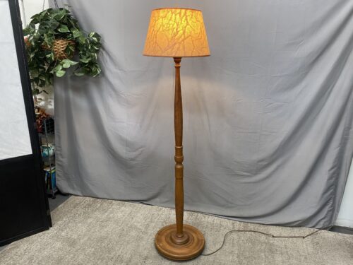 Vintage Tropical Carved Wooden Floor Lamp