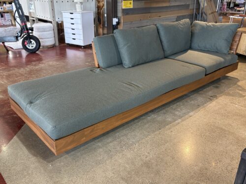 NEW! ARTICLE Lubek 98" Low Outdoor Chaise Lounge - Acacia & Dravite Green