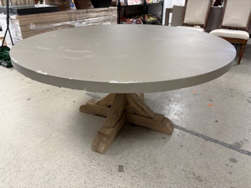 RESTORATION HARDWARE Belgian Trestle Concrete Top & Teak Dining Table