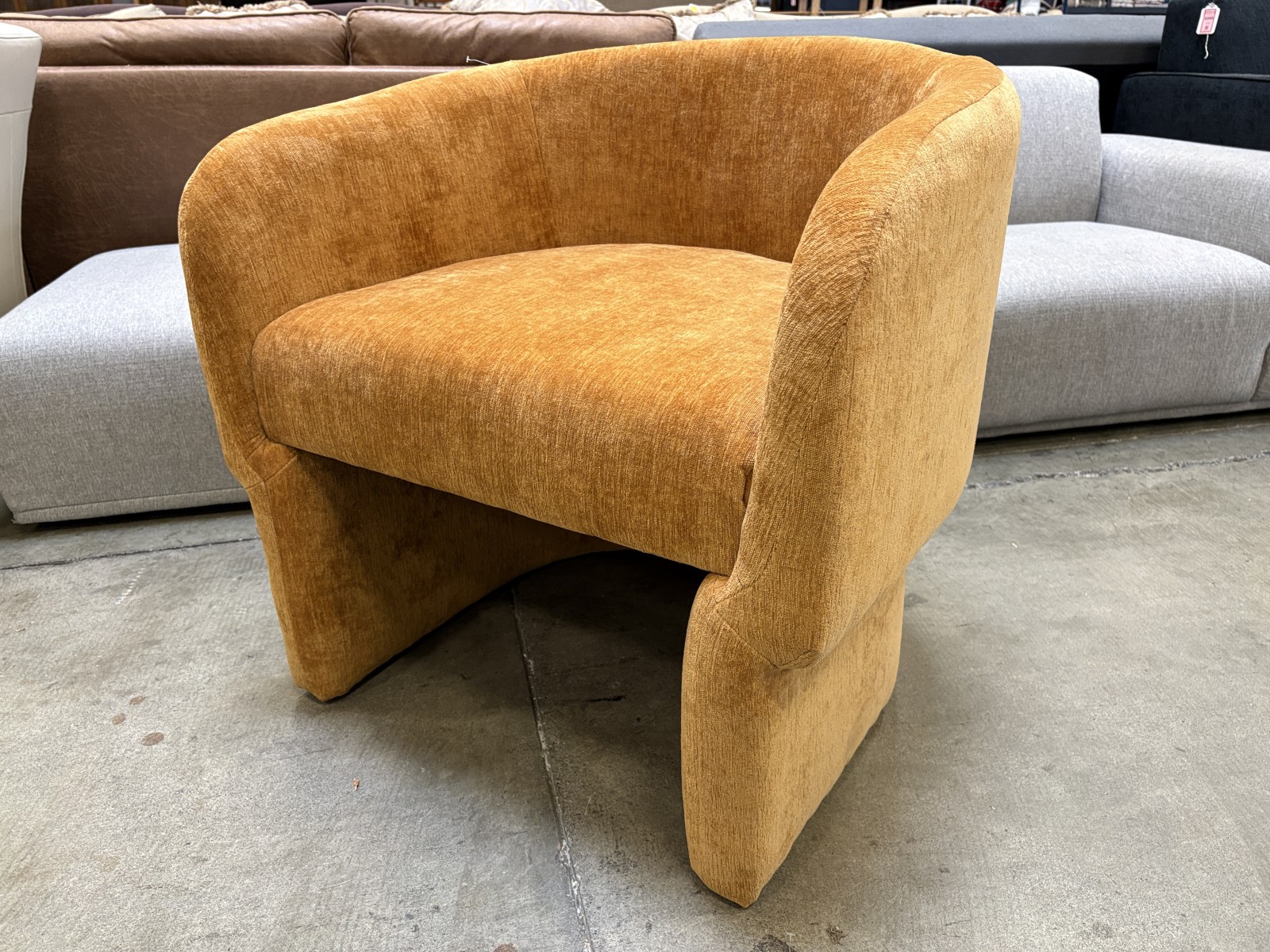 JOYBIRD Mya Modern Upholstered Barrel Chair in Crave Ginger Tea Chenille