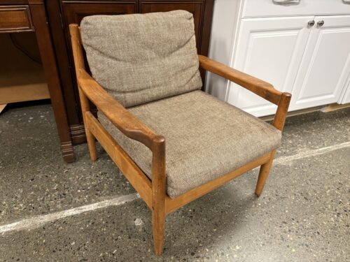 Vintage Danish Modern Teak Lounge Chair w/ Earthy Brown Cushions