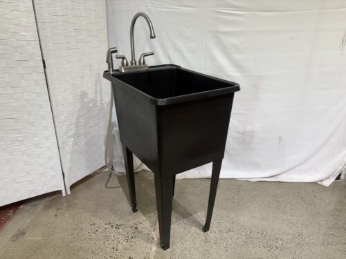 Freestanding Black Utility Sink w/ Faucet & Sprayer