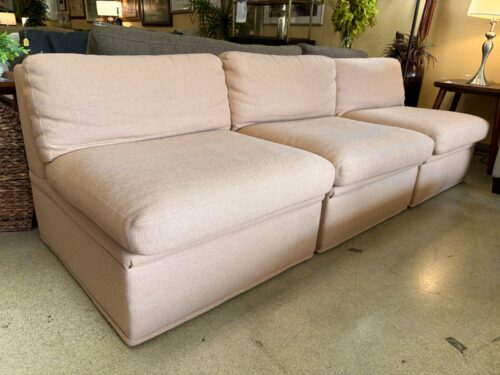 Modern Modular Armless Blush Pink 3-Seat Sofa