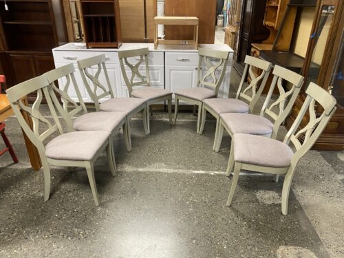 LATITUDE TREE FURNITURE Distressed Grey Cross Back Upholstered Dining Chair (Set of 8)