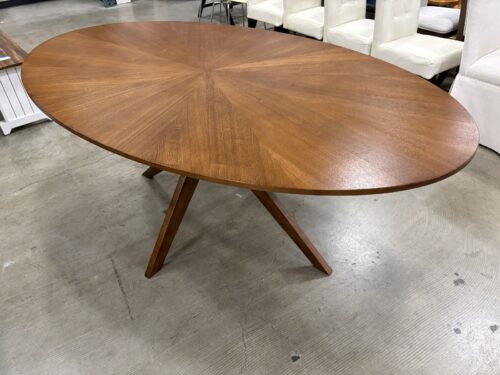 ARTICLE Conan MCM Style Walnut Finished Oval Dining Table with Starbust Base