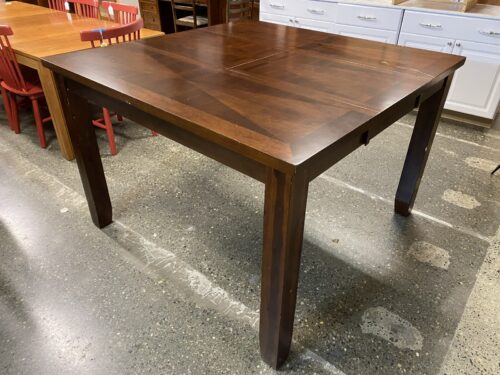 Dark Wood Diamond Inlay Counter Table w/ Hidden Leaf