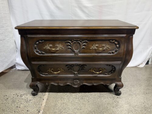 BAKER FURNITURE French Louis XV Style Carved Walnut 2-Drawer Chest
