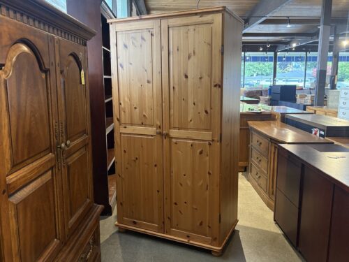 Minimal Knotty Pine Armoire w/ Shelf