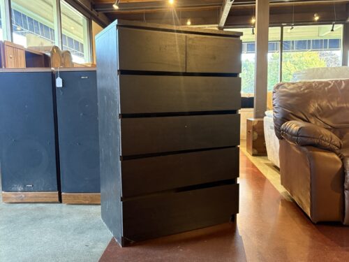 Black Clean-Lined Minimal 6-Drawer Dresser