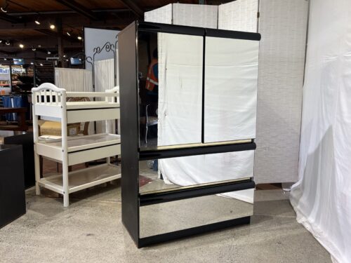 Black Mirror Door 2-Drawer Armoire