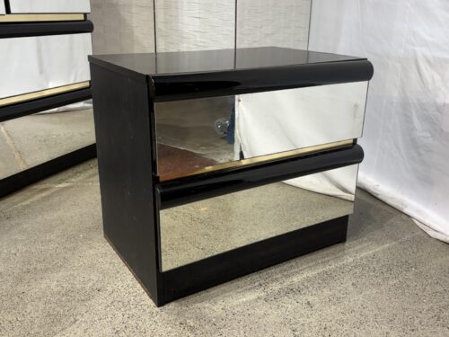 Black Mirror Door 2-Drawer Nightstand