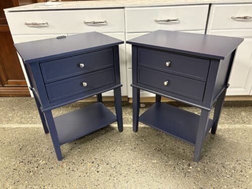 Navy Blue 2-Drawer Open Nightstand (Set of 2)