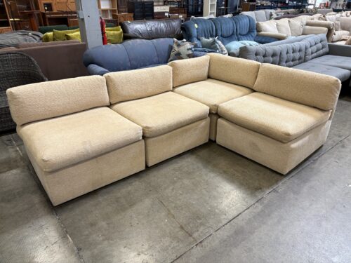 CASTILLO'S CUSTOM FURNITURE Contemporary Beige Textured Upholstery Low Profile Modular Sectional