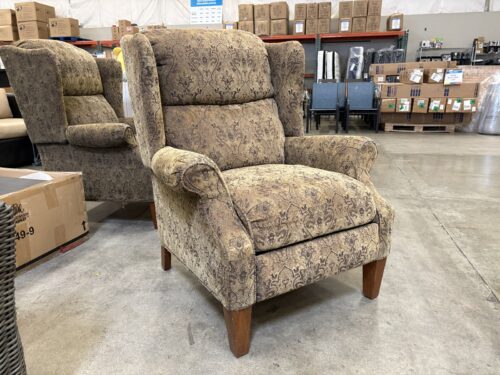 Vintage Queen Anne Style Push Back Recliner in Traditional Paisley Upholstery