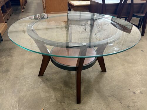 SIGNATURE DESIGN BY ASHLEY Fantell Circular Glass Top Occasional Cocktail Table