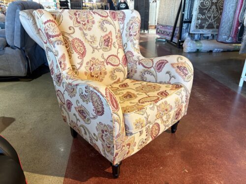PIER 1 Claudio Wing Chair in Jacobean Floral Pattern