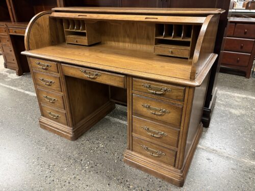 JASPER CABINET Vintage Traditional Oak Roll Top Desk