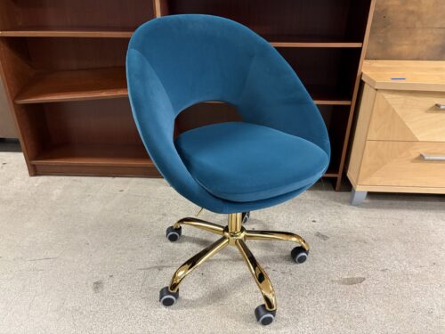 HULALA Teal Velvet Swivel Office Chair