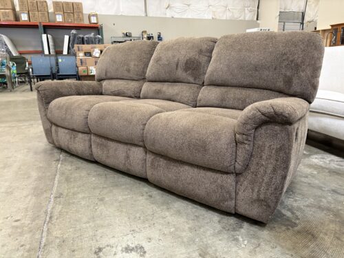 Vintage Plush Brown Chenille Dual Recliner Sofa