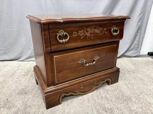 LEA Vintage Traditional Floral Painted 2-Drawer Nightstand