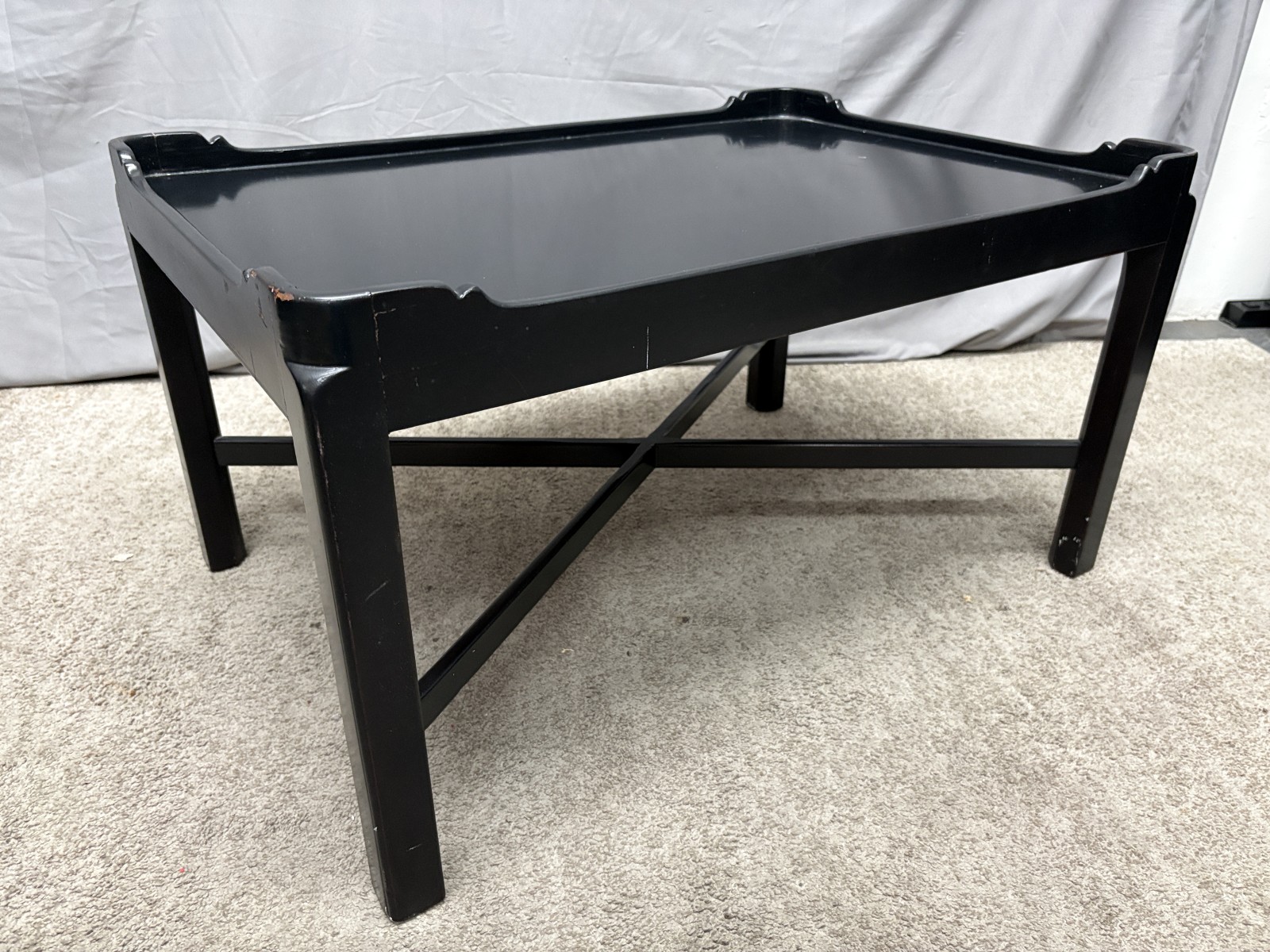 HENREDON Black Asian Inspired Cross Base Coffee Table