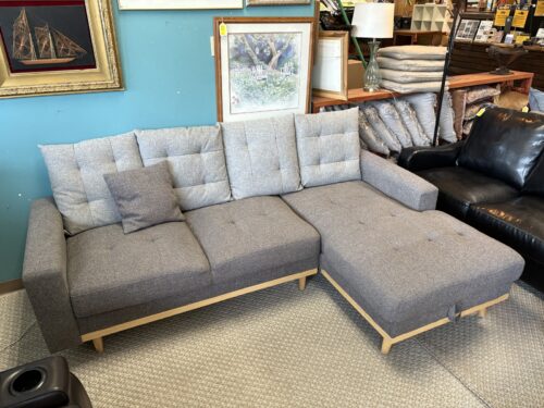 Stone Grey Fabric Modern Sleeper Sectional w/ Storage Chaise