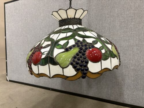 Tiffany Style 3-Light Swag Pendant Light with Fruit Harvest Design