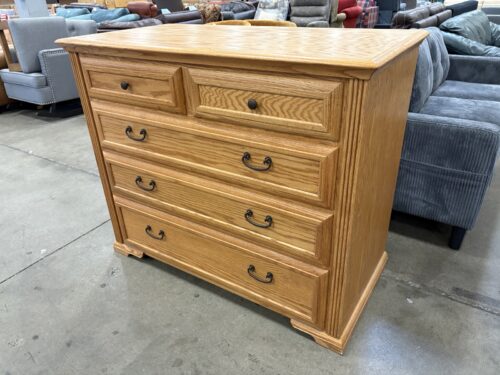 Wooden 5 Drawer Chest with Blackened Pulls and Cedar Lined Bottom Drawer