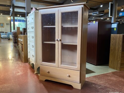 Pale Blonde Adjustable Shelf Glass Door Cabinet