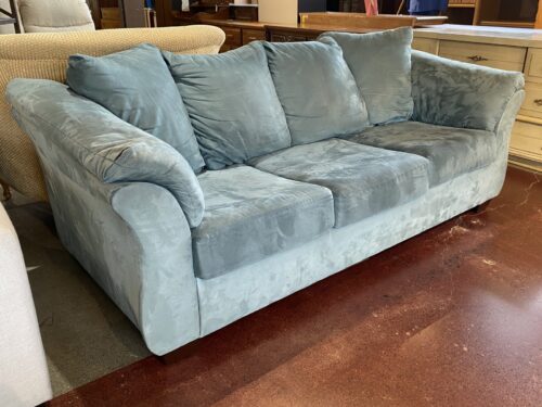 Pale Blue 3-Seater Sofa w/ Attached Cushions