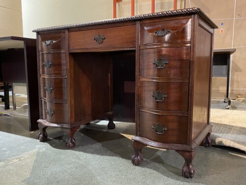 Vintage Georgian Style 9-Drawer Clawfoot Desk