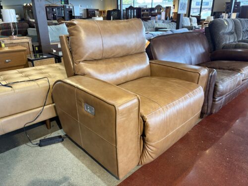 NEW! LA-Z-BOY Power Reclining Chair & a Half w/ Headrest - Topflight Camel