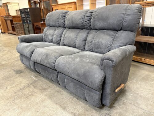 LA-Z-BOY Plush Pebbled Dark Grey Manually Reclining Sofa