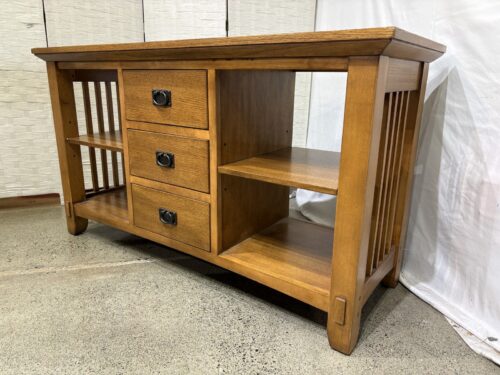 Mission Style Media Console with Center Drawers