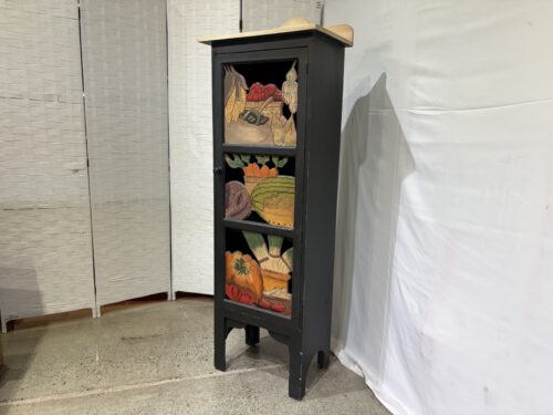 61" Tall Vintage Wooden Produce Motif Storage Cabinet