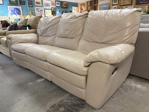 Light Beige Manual Reclining 3-Seat Sofa