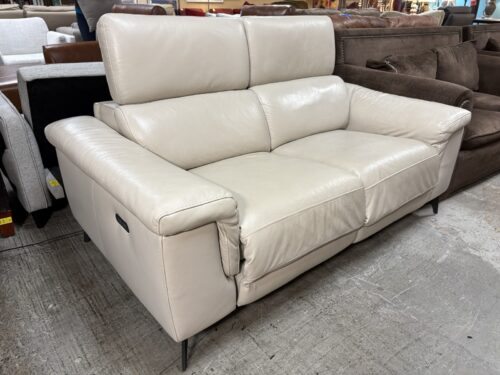 Beige 2-Seat Power Reclining Loveseat w/ Adjustable Headrests