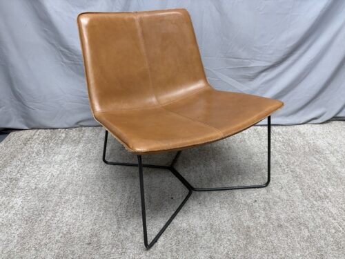WEST ELM Slope Nut Saddle Leather Lounge Chair