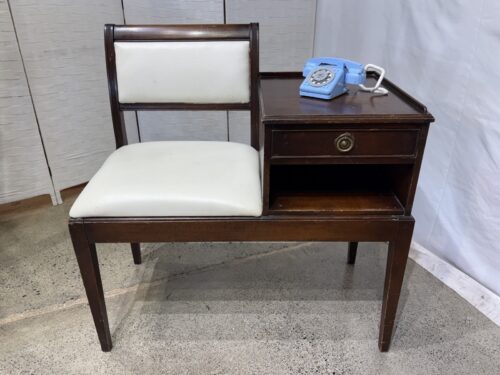 Vintage Telephone Table w/ Cubby & Drawer Storage