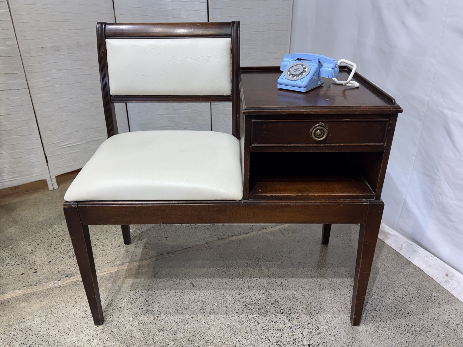 Vintage Telephone Table w/ Cubby & Drawer Storage