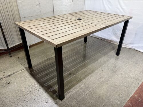 NEW! PREMIUM HOME SOLUTIONS Rectangular Metal Patio Dining Table w/ Umbrella Port Model # E02GF155-N