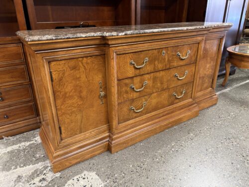 THOMASVILLE Light Burlwood Marble Top Louis Philippe Style Buffet