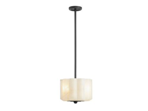 NEW! REJUVENATION Florentine 12" Heavy Scalloped Alabaster Pendant Light