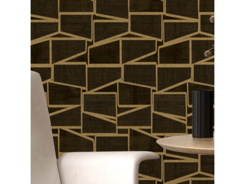 NEW! ROOMMATES STUDIO Black and Gold Carver Geo Peel and Stick Wallpaper (Set of 2)