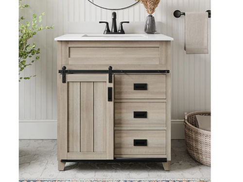 NEW! STYLE SELECTIONS Morriston 30" Rustic Farmhouse Vanity w/ Top Model # 5430871