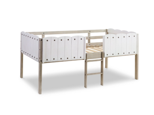 NEW! ASHLEY Signature Design Wrenalyn White/Beige Twin Loft Bed Frame w/ Protective Side Rails & Ladder (Auburn)
