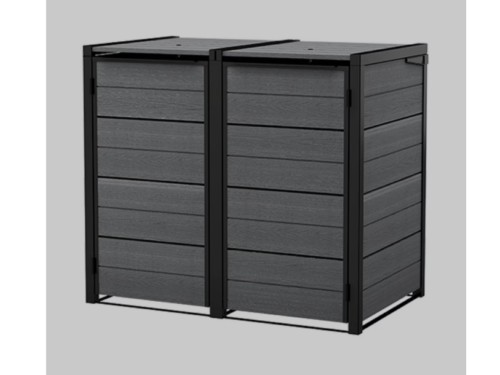 NEW! KETER 240L Hide-Away Resin Storage Shed for Trash Bins -Grey