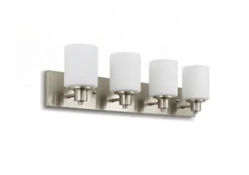 NEW! SEASONS Dane 4-Light Vanity Fixture - Brushed Nickel Model # 294245