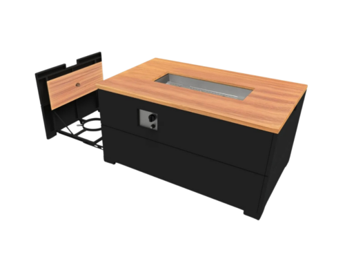 SUNBEAM Brava 50,000 BTU Aluminium Fire Table with Propane Tank Drawer