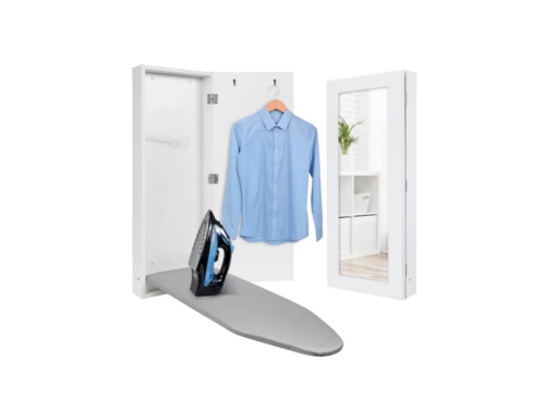 INVATION Wall Mounted Ironing Board Cabinet with Full Mirror